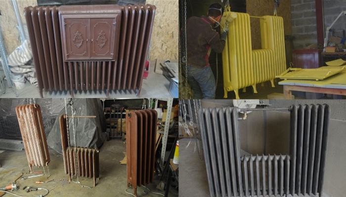 Radiateur en fonte avant et après rénovation par Decapfonte - Décapage et peinture
